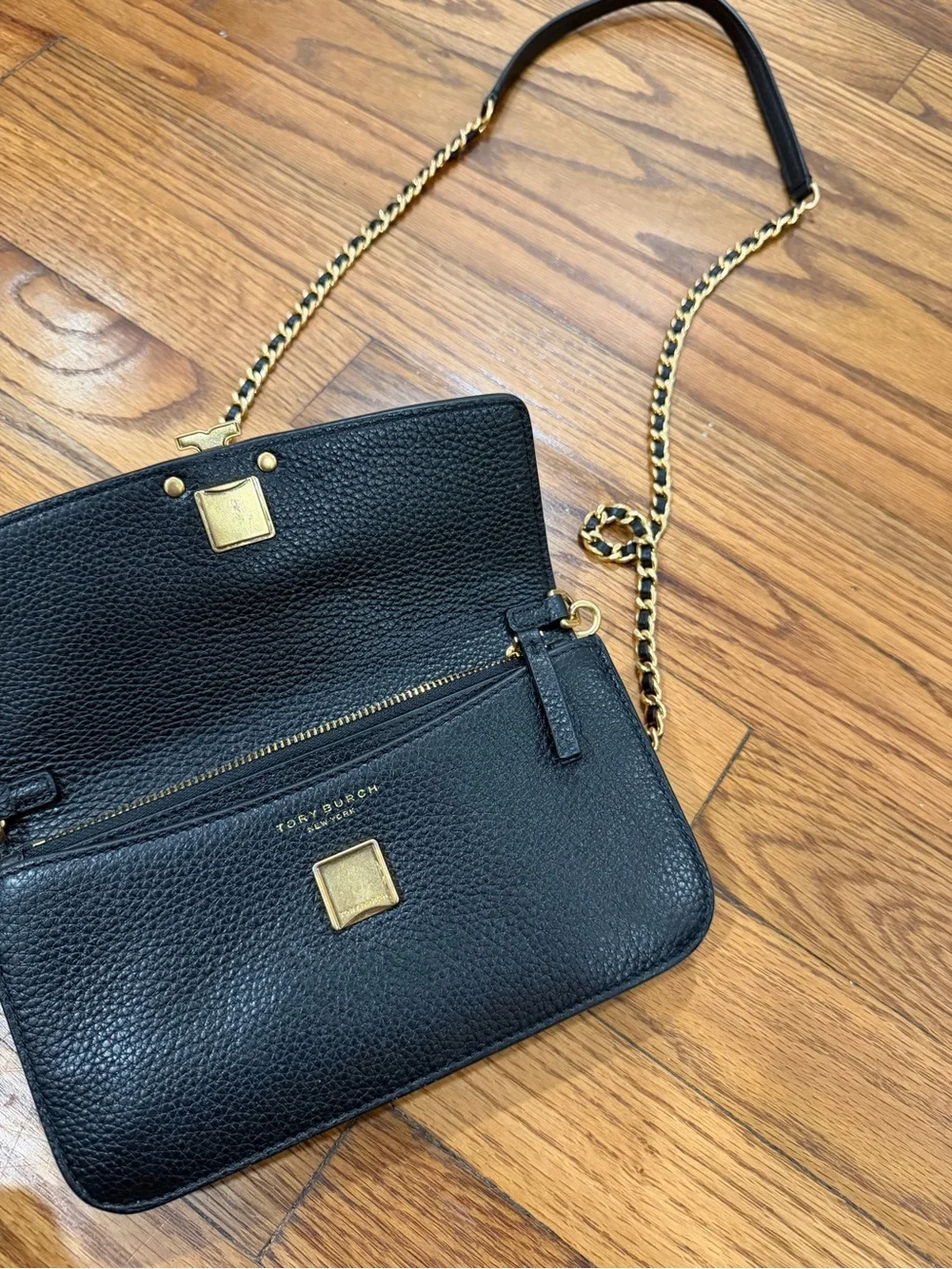 Tory Burch Black Leather Chain Crossbody
